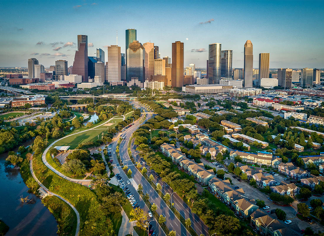 Deer Park, TX - Scenic View of Houston Texas Suring Sunset